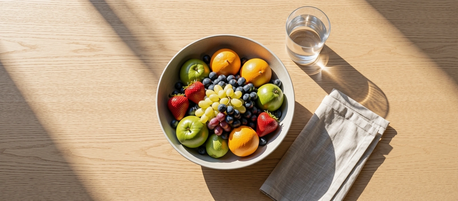 Fresh Mediterranean fruits on a sunlit table